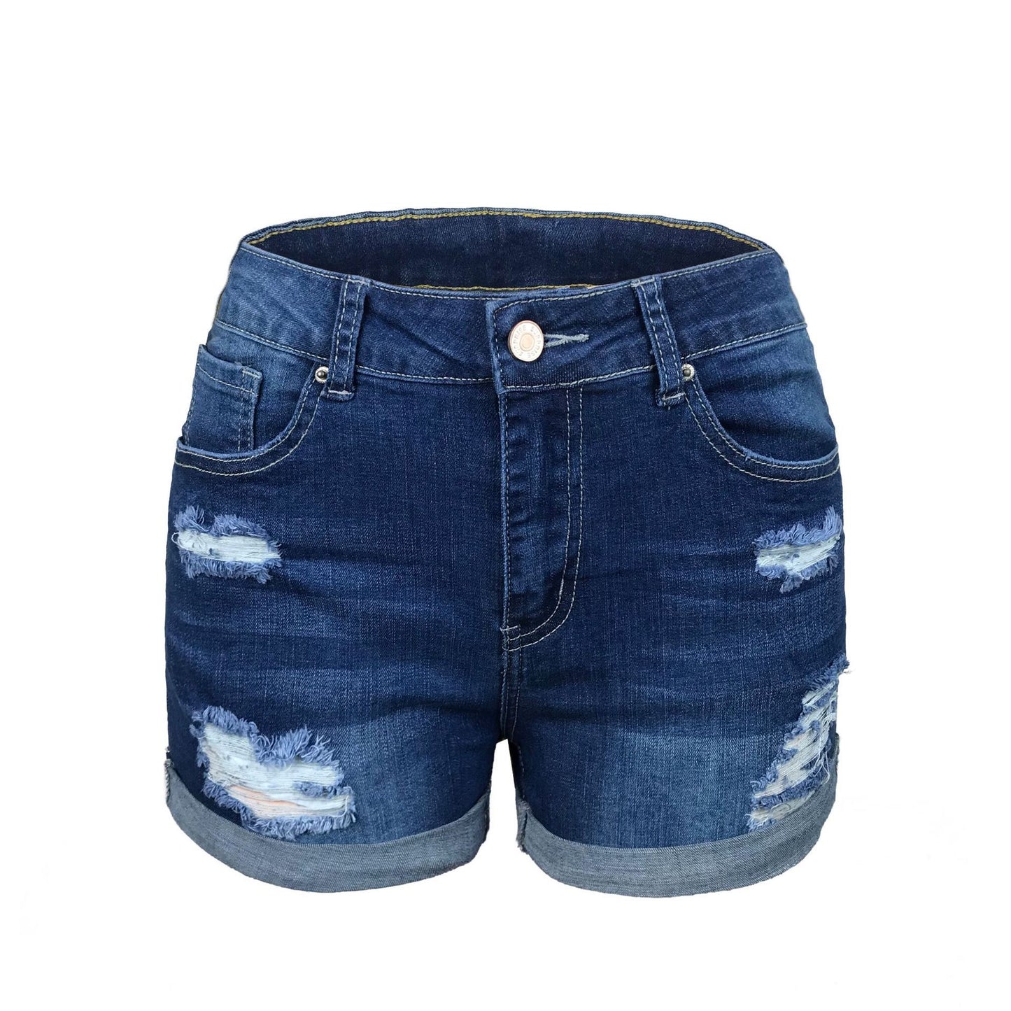 VintageRip women's ripped rolled denim shorts – product photo 5