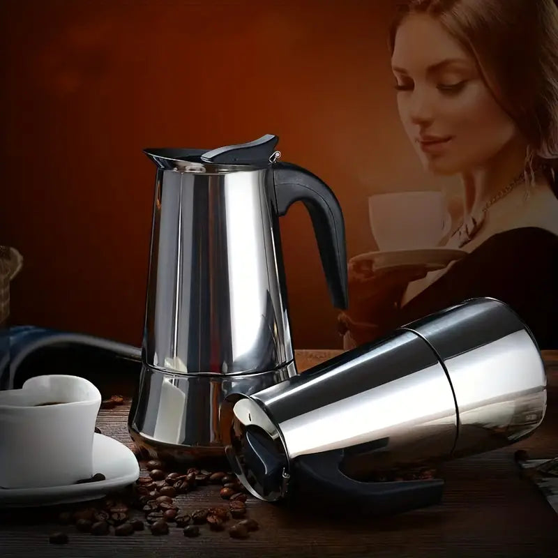 MokaMaestro Italian stainless steel moka espresso pot – product photo 2