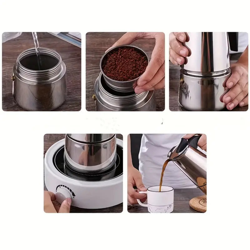 MokaMaestro Italian stainless steel moka espresso pot – product photo 6