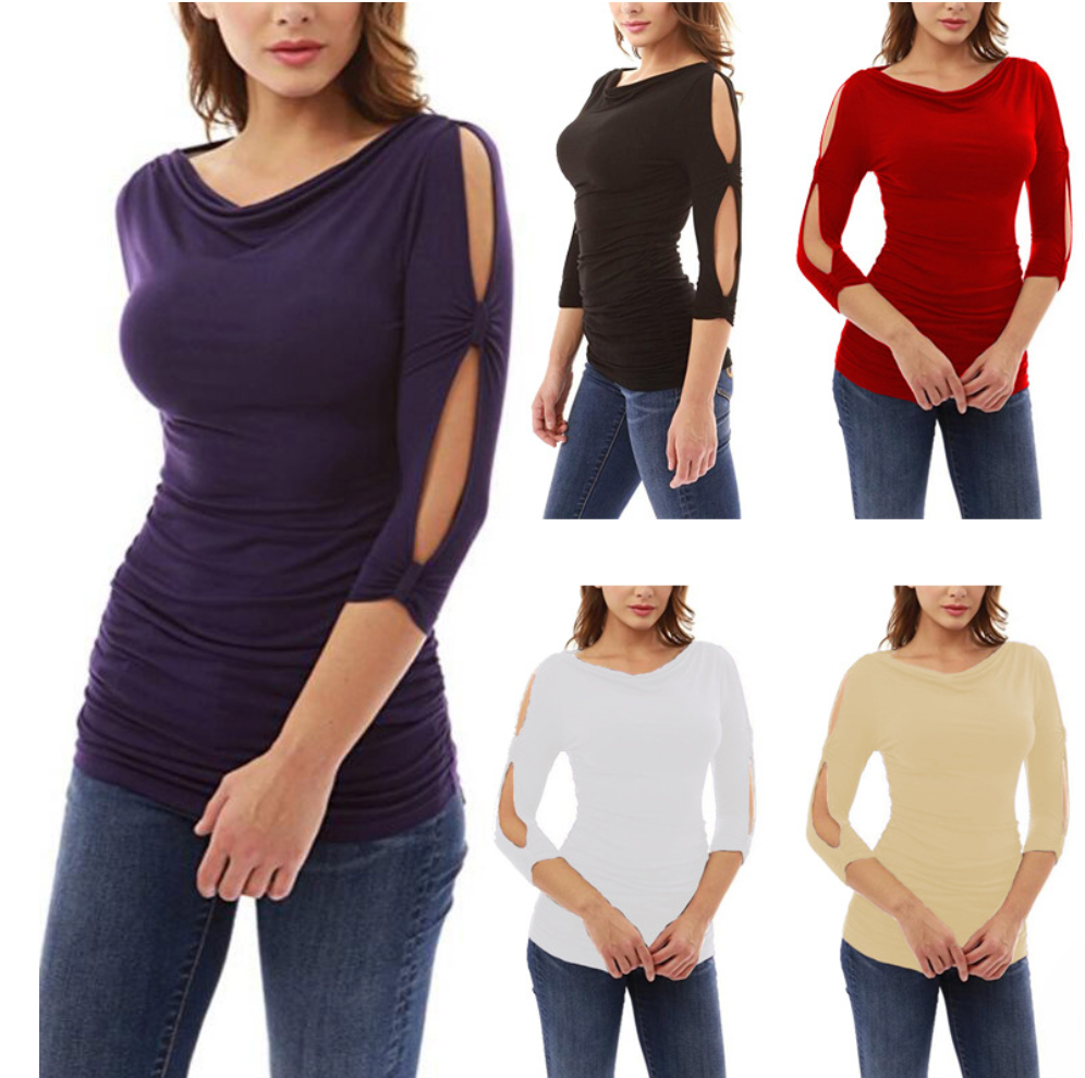 VelvetV women's sexy V-neck long sleeve top – product photo 1