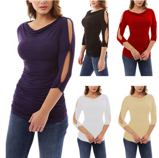 VelvetV women's sexy V-neck long sleeve top – product photo 1
