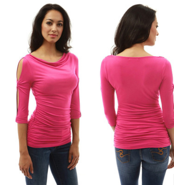 VelvetV women's sexy V-neck long sleeve top – product photo 3