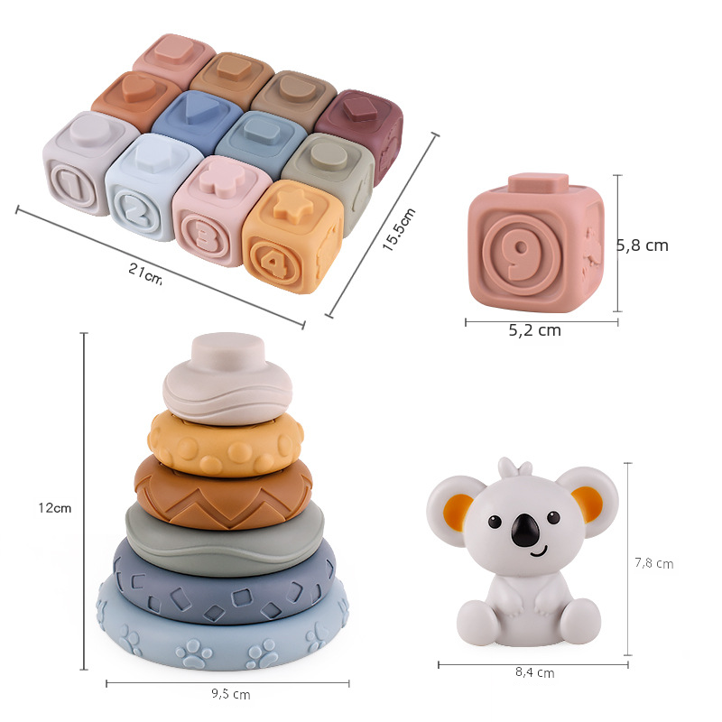 Rainbow ring baby teether stacking toy – product photo 4