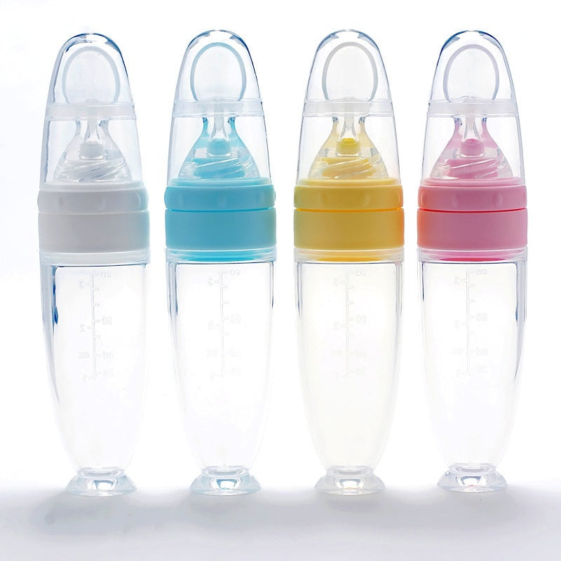 SqueezEat silicone baby squeeze feeding bottle and spoon – product photo 1