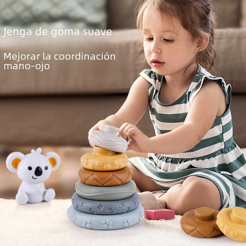 Rainbow ring baby teether stacking toy – product photo 2