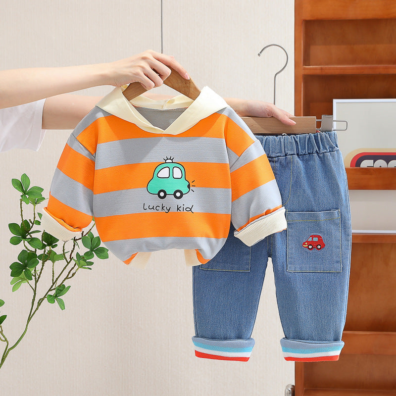 StripeKid baby hooded striped suit set – product photo 3