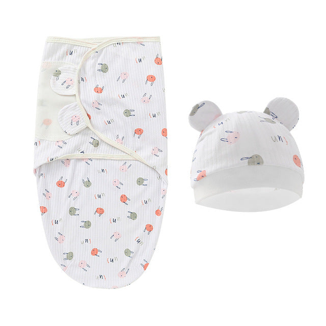 CozyNest™ Newborn Cotton Swaddle Set with Cap & Sleeping Bag