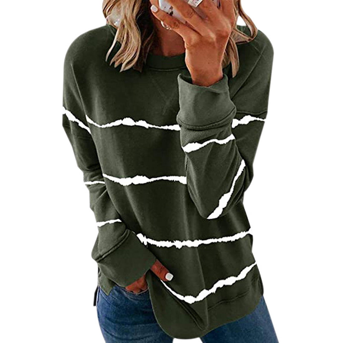 Ladies printed long sleeve sweatshirt – product photo 9