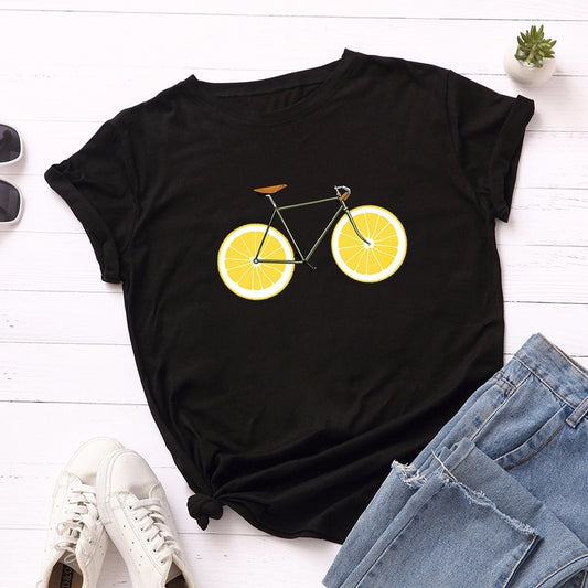 Women's cute bicycle graphic t-shirt – product photo 1