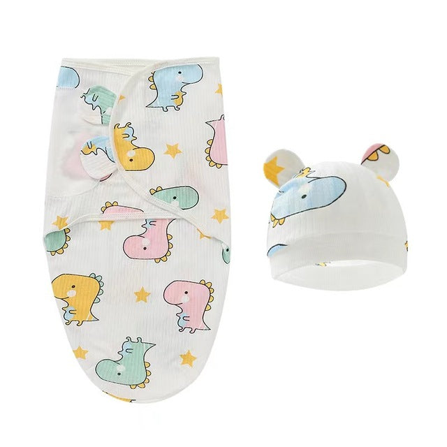 CozyNest™ Newborn Cotton Swaddle Set with Cap & Sleeping Bag