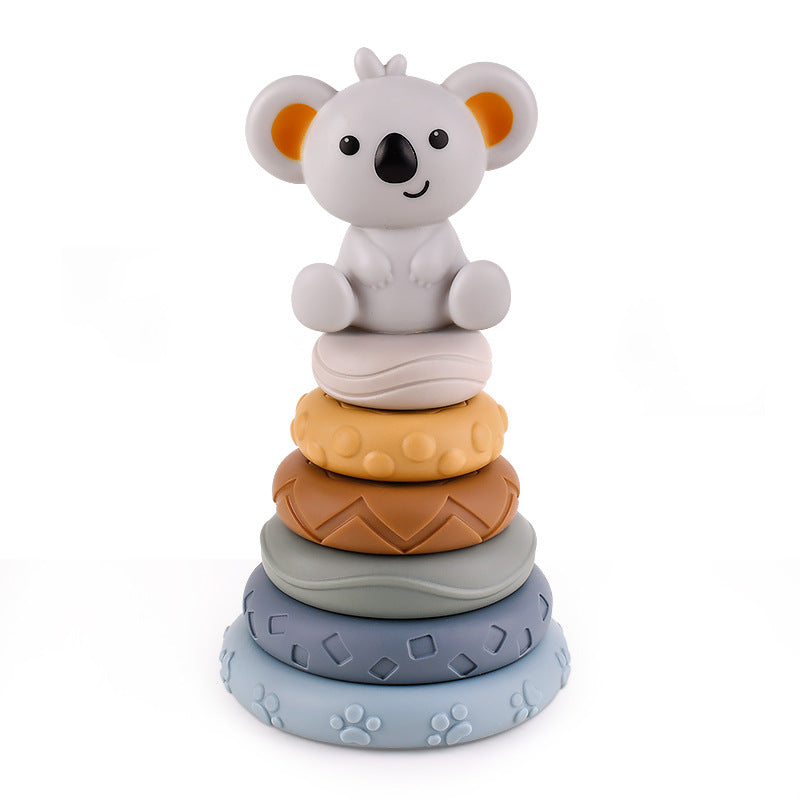Rainbow ring baby teether stacking toy – product photo 5