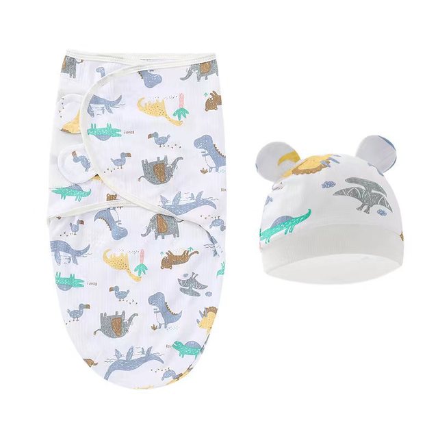 CozyNest™ Newborn Cotton Swaddle Set with Cap & Sleeping Bag