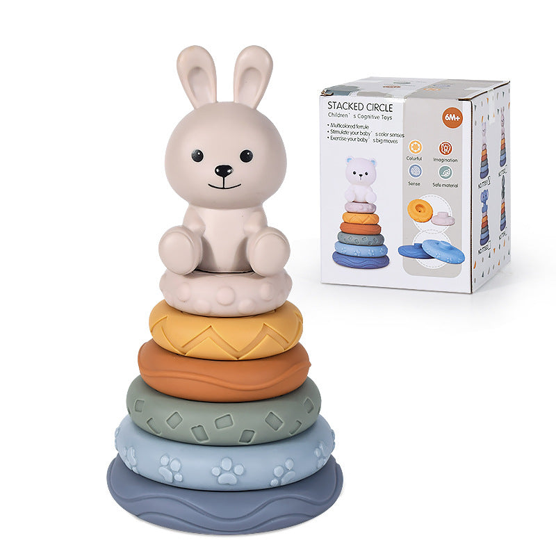 Rainbow ring baby teether stacking toy – product photo 16