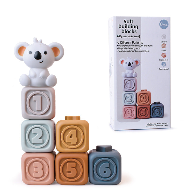 Rainbow ring baby teether stacking toy – product photo 9