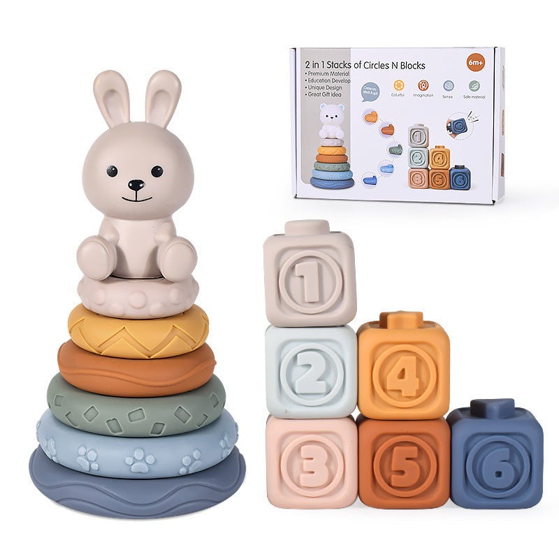 Rainbow ring baby teether stacking toy – product photo 20