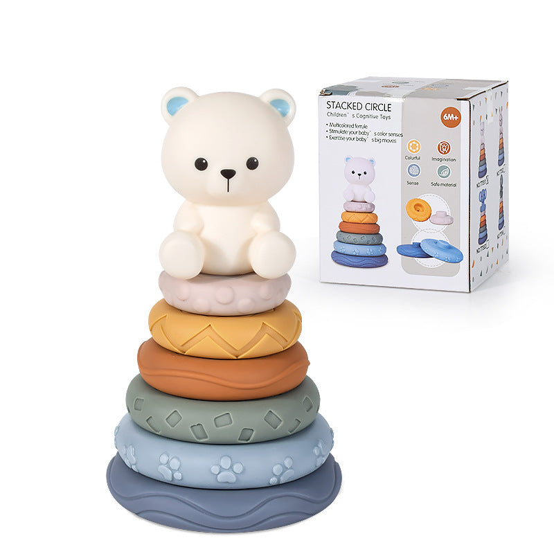 Rainbow ring baby teether stacking toy – product photo 14