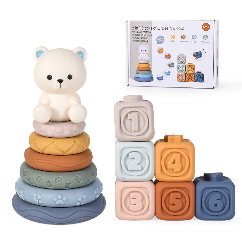 Rainbow ring baby teether stacking toy – product photo 18