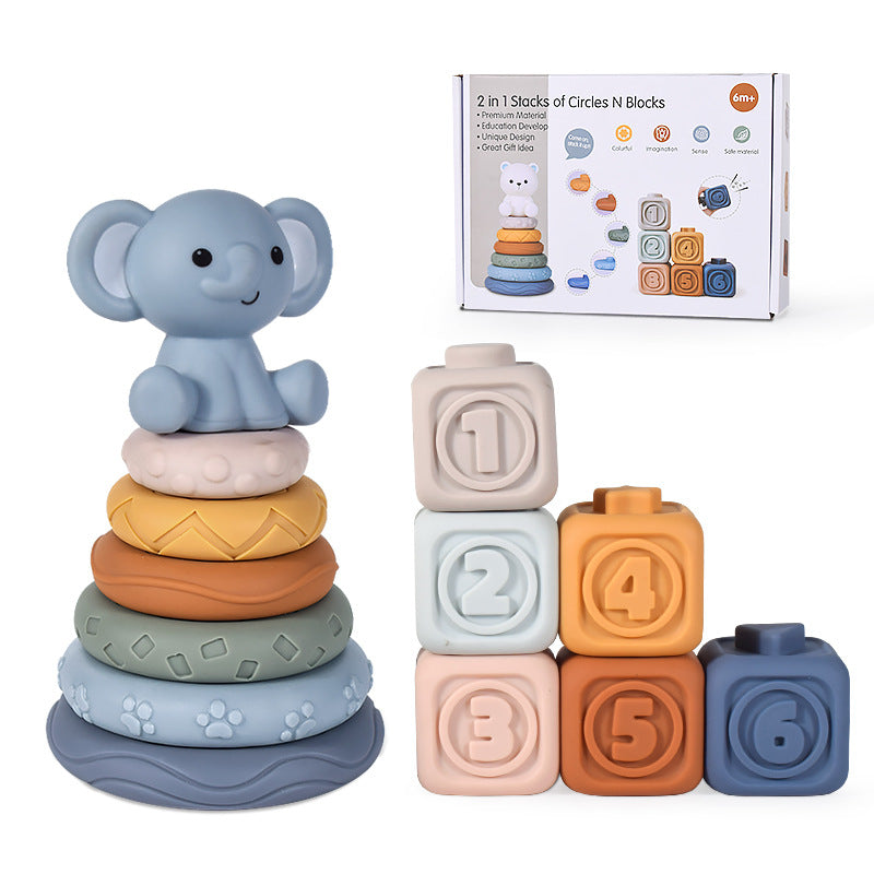 Rainbow ring baby teether stacking toy – product photo 19