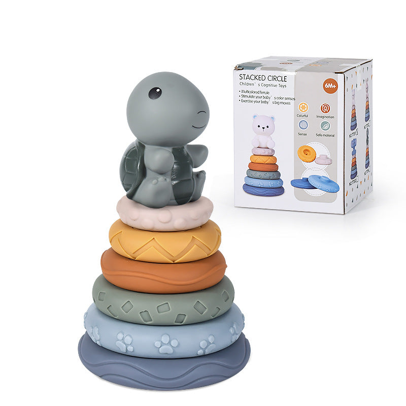 Rainbow ring baby teether stacking toy – product photo 17