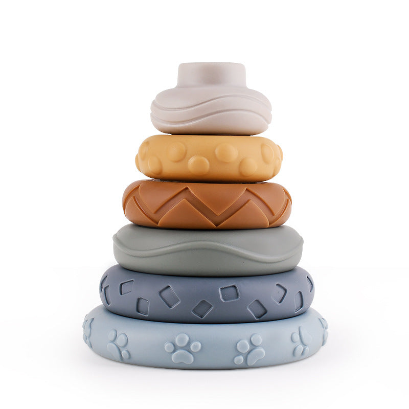 Rainbow ring baby teether stacking toy – product photo 6
