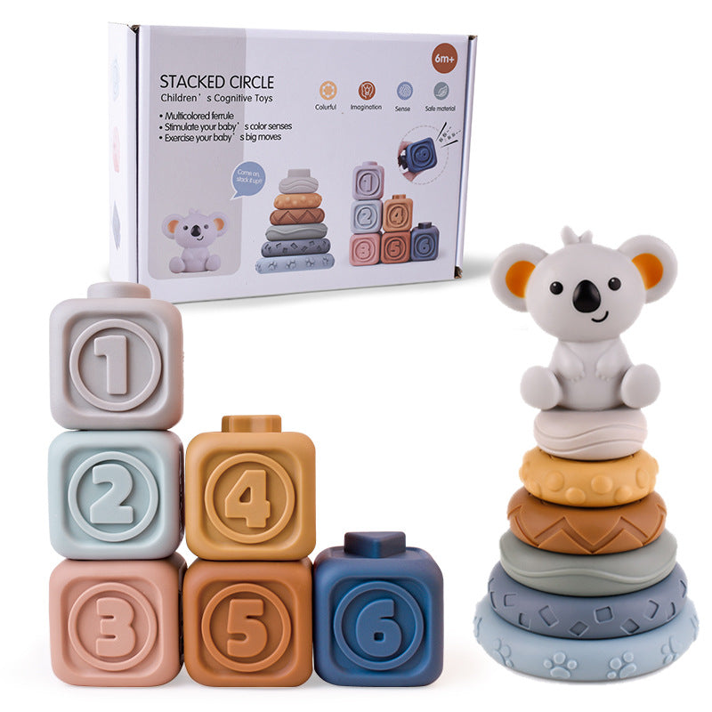 Rainbow ring baby teether stacking toy – product photo 10