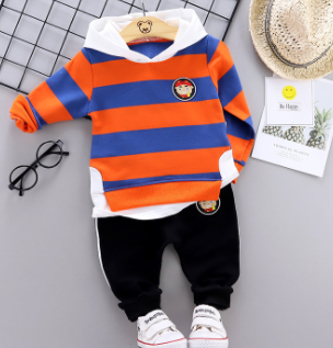 StripeKid baby hooded striped suit set – product photo 8