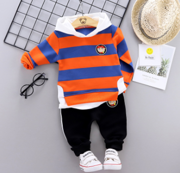 StripeKid baby hooded striped suit set – product photo 9