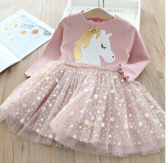 UniMagic girls' long sleeve unicorn dress – product photo 1