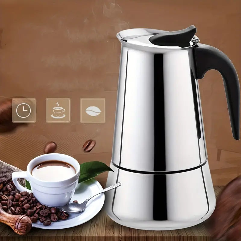 MokaMaestro Italian stainless steel moka espresso pot – product photo 1
