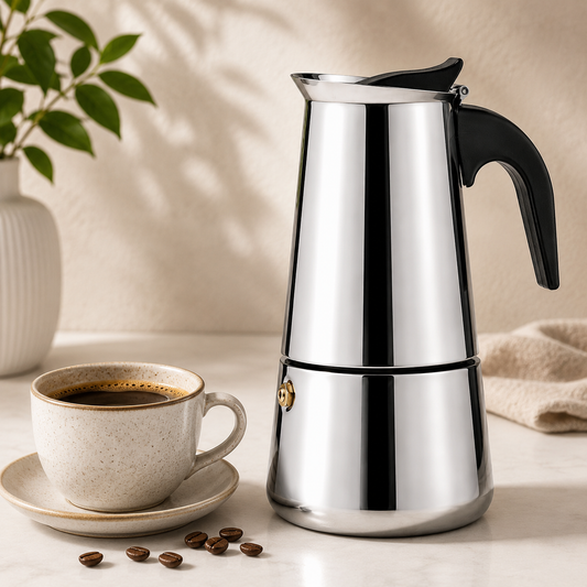 MokaMaestro Italian stainless steel moka espresso pot – product photo 2