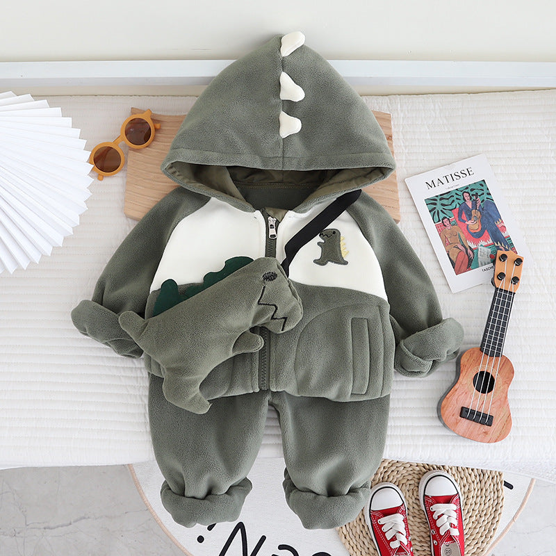 DinoSet™ Baby 3-Piece Cotton Outfit + Dino Plush