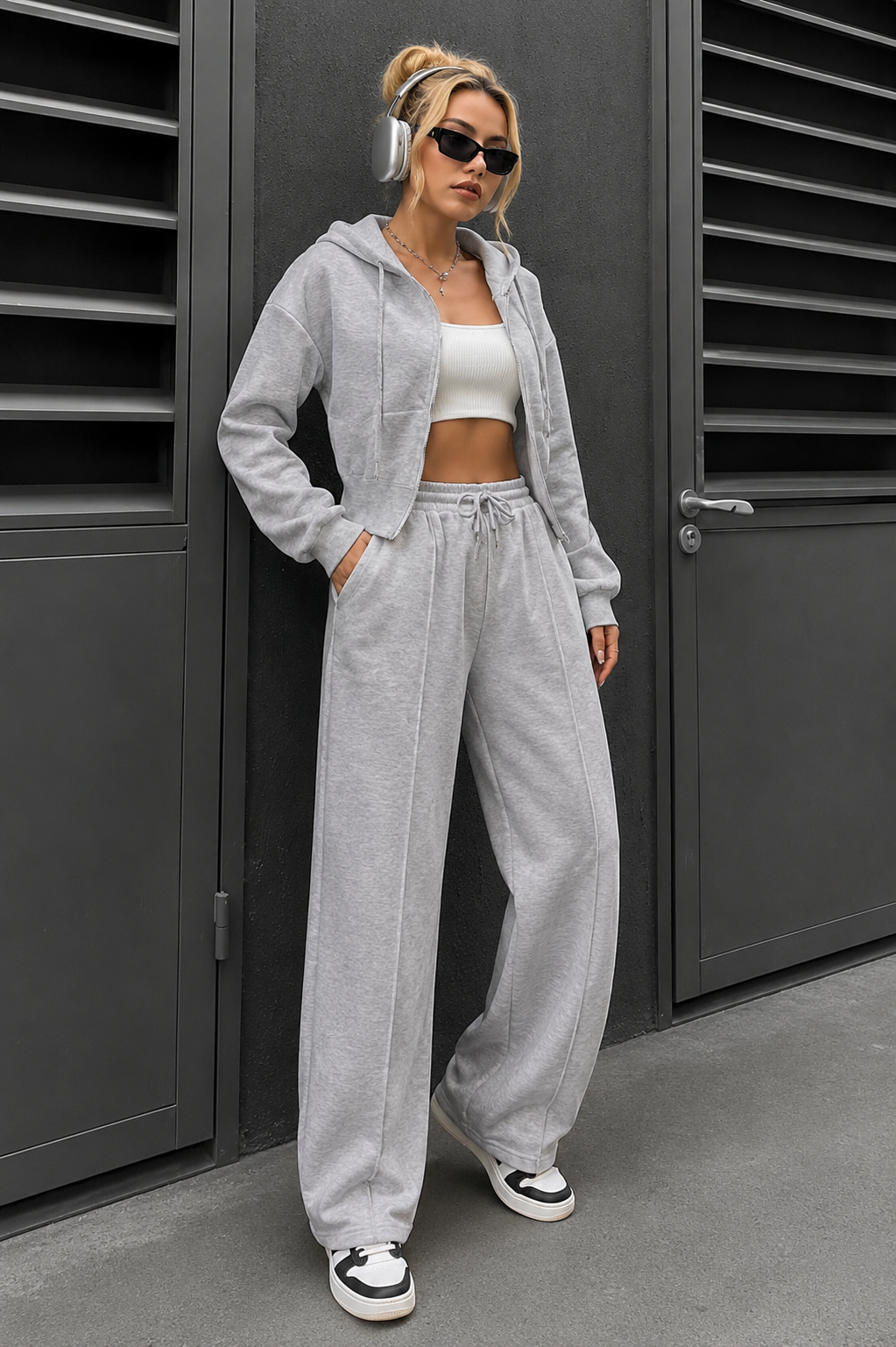 DriftKnit™ Hooded Cardigan & Wide-Leg Pants Set