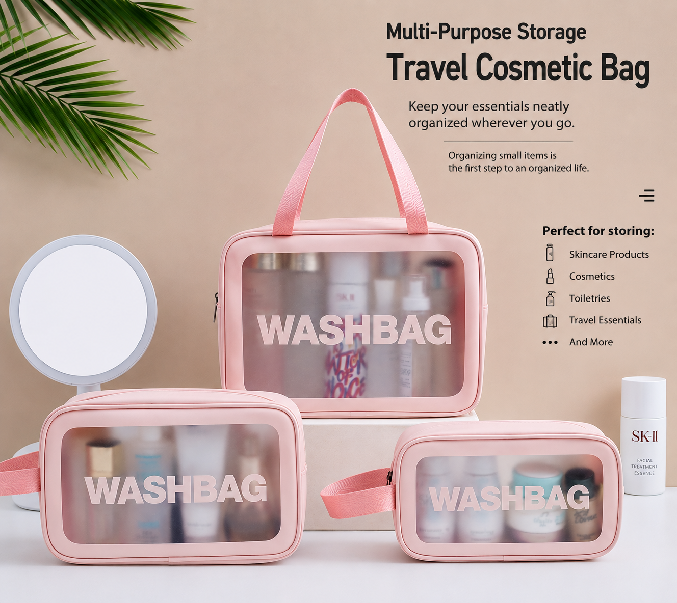 ClearCarry™ Frosted Waterproof Cosmetic Bag