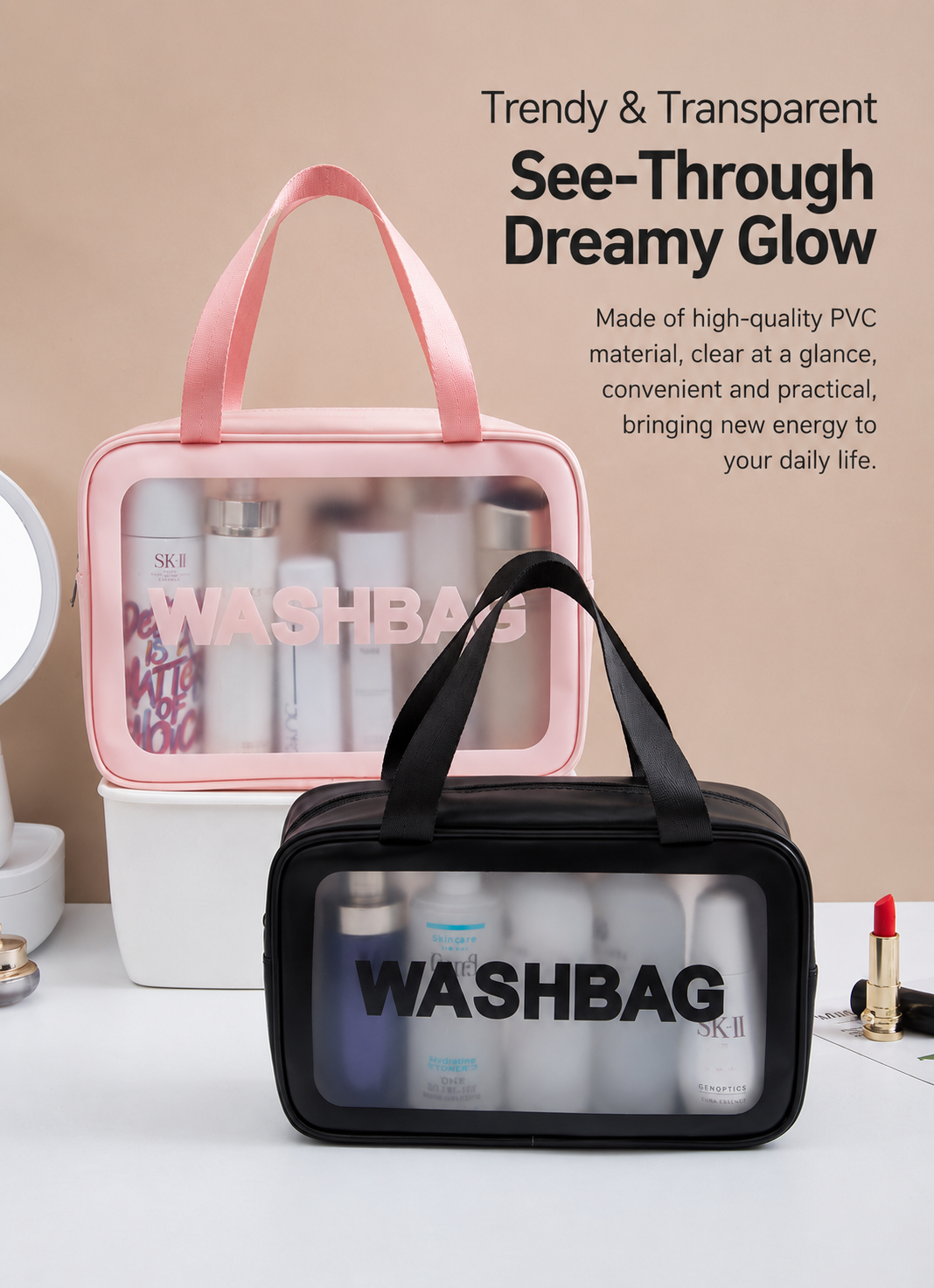 ClearCarry™ Frosted Waterproof Cosmetic Bag