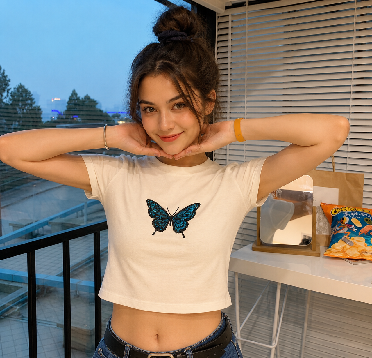 Women's Butterfly Graphic Short Sleeve Top